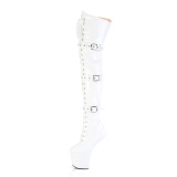 Charol 20 cm CRAZE-3028 Heelless botas overknee plataforma pony blanco