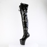 Charol 20 cm CRAZE-3028 Heelless botas overknee plataforma  pony negro