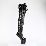 Charol 20 cm CRAZE-3028 Heelless botas overknee plataforma  pony negro