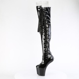 Charol 20 cm CRAZE-3050 Heelless botas overknee plataforma  pony negro