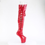 Charol 20 cm CRAZE-3050 Heelless botas overknee plataforma  pony rojo