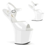 Charol 20 cm CRAZE-809 Heelless plataforma tacn alto pony blanco