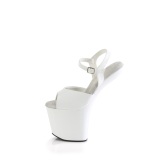 Charol 20 cm CRAZE-809 Heelless plataforma tacn alto pony blanco