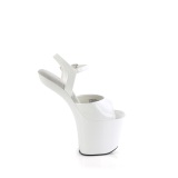 Charol 20 cm CRAZE-809 Heelless plataforma tacn alto pony blanco