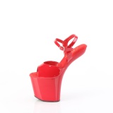 Charol 20 cm CRAZE-809 Heelless plataforma tacn alto pony rojo