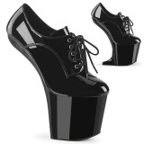 Charol 20 cm CRAZE-860 Heelless plataforma pony botines negro