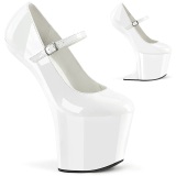 Charol 20 cm CRAZE-880 Heelless plataforma zapato saln pony blanco