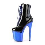 Charol 20 cm FLAMINGO-1020 botines altos mujer plataforma cromo azul