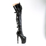 Charol 20 cm RAPTURE-3028 crneo plataforma botas altas tacn