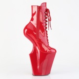 Charol 20 cm WORSHIP-1020 Heelless plataforma botines pony rojo