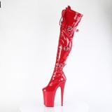 Charol 23 cm INFINITY-3028 botas altas tacn aguja con hebilla rojo