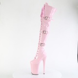 Charol 23 cm INFINITY-3028 botas altas tacn aguja con hebilla rosa