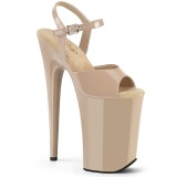 Charol beige 23 cm INFINITY-909 zapatos plataforma tacones muy altos extremos