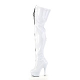 Charol blancos 15 cm DELIGHT-3027 botas por encima de la rodilla con cordones