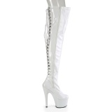 Charol blancos 18 cm ADORE-3063 botas por encima de la rodilla con cordones