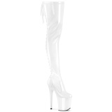 Charol blancos 20 cm FLAMINGO-3850 botas por encima de la rodilla con cordones