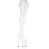 Charol blancos 20 cm FLAMINGO-3850 botas por encima de la rodilla con cordones