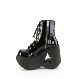 Charol emo 13 cm DYNAMITE-106 botines cua alta plataforma negro