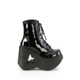 Charol emo 13 cm DYNAMITE-106 botines cua alta plataforma negro