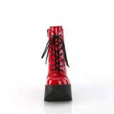 Charol emo 13 cm DYNAMITE-106 botines cua alta plataforma rojo