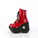 Charol emo 13 cm DYNAMITE-106 botines cua alta plataforma rojo