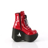 Charol emo 13 cm DYNAMITE-106 botines cua alta plataforma rojo