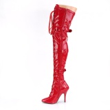 Charol rojo 13 cm SEDUCE-3028 botas por encima de la rodilla con cordones