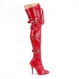 Charol rojo 13 cm SEDUCE-3028 botas por encima de la rodilla con cordones