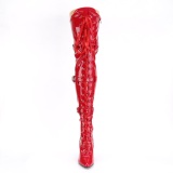 Charol rojo 13 cm SEDUCE-3028 botas por encima de la rodilla con cordones