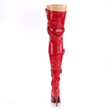 Charol rojo 13 cm SEDUCE-3028 botas por encima de la rodilla con cordones