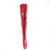 Charol rojo 15 cm DELIGHT-3027 botas por encima de la rodilla con cordones