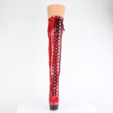 Charol rojo 15 cm DELIGHT-3029 botas por encima de la rodilla con cordones