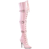 Charol rosas 13 cm SEDUCE-3028 botas por encima de la rodilla con cordones