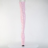 Charol rosas 20 cm FLAMINGO-3850 botas por encima de la rodilla con cordones