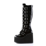 Cua alta 14 cm S815 plataforma botas mujer con hebilla negro LA