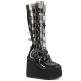 Cua alta 14 cm S815 plataforma botas mujer con hebilla negro vinilo