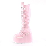 Cua alta 14 cm S815 plataforma botas mujer con hebilla rosa holograma