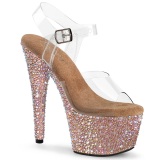 Dorados 18 cm BEJEWELED-708MS Zapatos altos pole dance strass plataforma