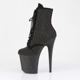 FLAMINGO-1020RM 20 cm botines de tacn altos pleaser strass negro