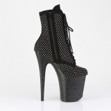 FLAMINGO-1020RM 20 cm botines de tacn altos pleaser strass negro