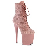 FLAMINGO-1020RM 20 cm botines de tacn altos pleaser strass rosa