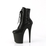 FLAMINGO-1020RS 20 cm botines de tacn altos pleaser strass negro