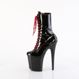 FLAMINGO-1040TT 20 cm botines de tacn altos pleaser negro rojo