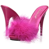 Fucsia 13 cm POISE-501F Tacn plumas de marabu Mules Calzado