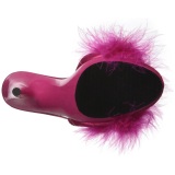 Fucsia 13 cm POISE-501F Tacn plumas de marabu Mules Calzado