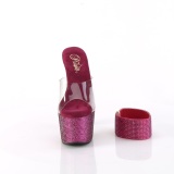 Fucsia 18 cm 712RS sandalias tacos altos con correa al tobillo y strass plataforma