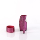 Fucsia 18 cm 712RS sandalias tacos altos con correa al tobillo y strass plataforma