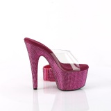 Fucsia 18 cm 712RS sandalias tacos altos con correa al tobillo y strass plataforma