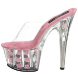 Fucsia Transparente 18 cm ADORE-701FL Plataforma Mules Altos