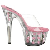 Fucsia Transparente 18 cm ADORE-701FL Plataforma Mules Altos